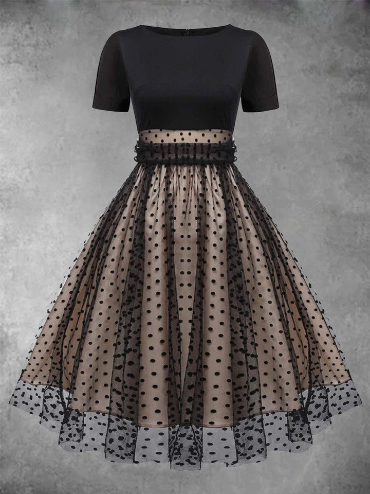 Black 1950s Polka Dot Vintage Swing Dress