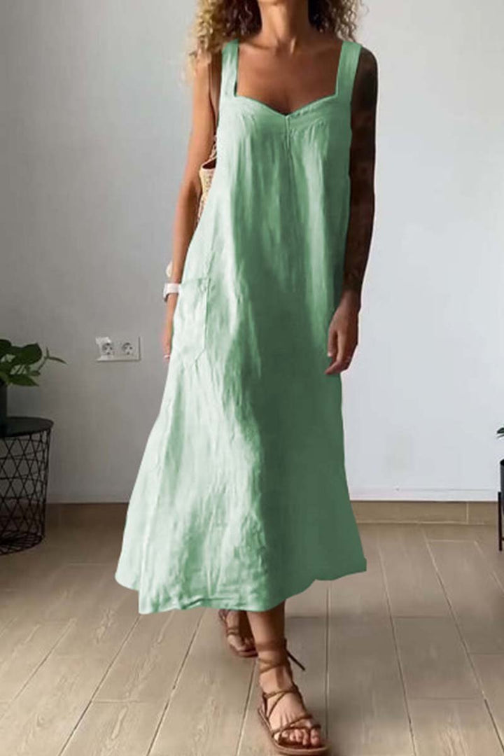 Casual loose cotton and linen dress
