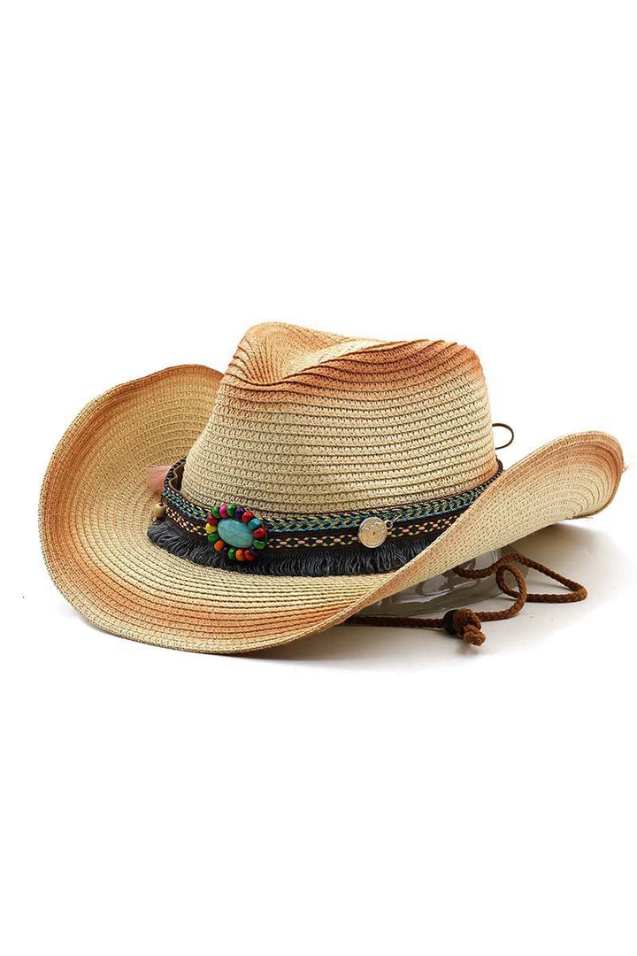 Boho Western Cowboy Straw Hat