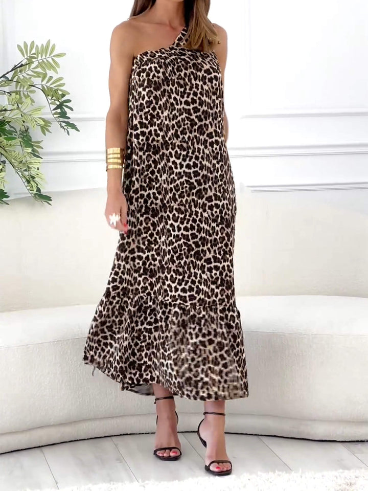 Women's Off-shoulder Leopard Print Dress