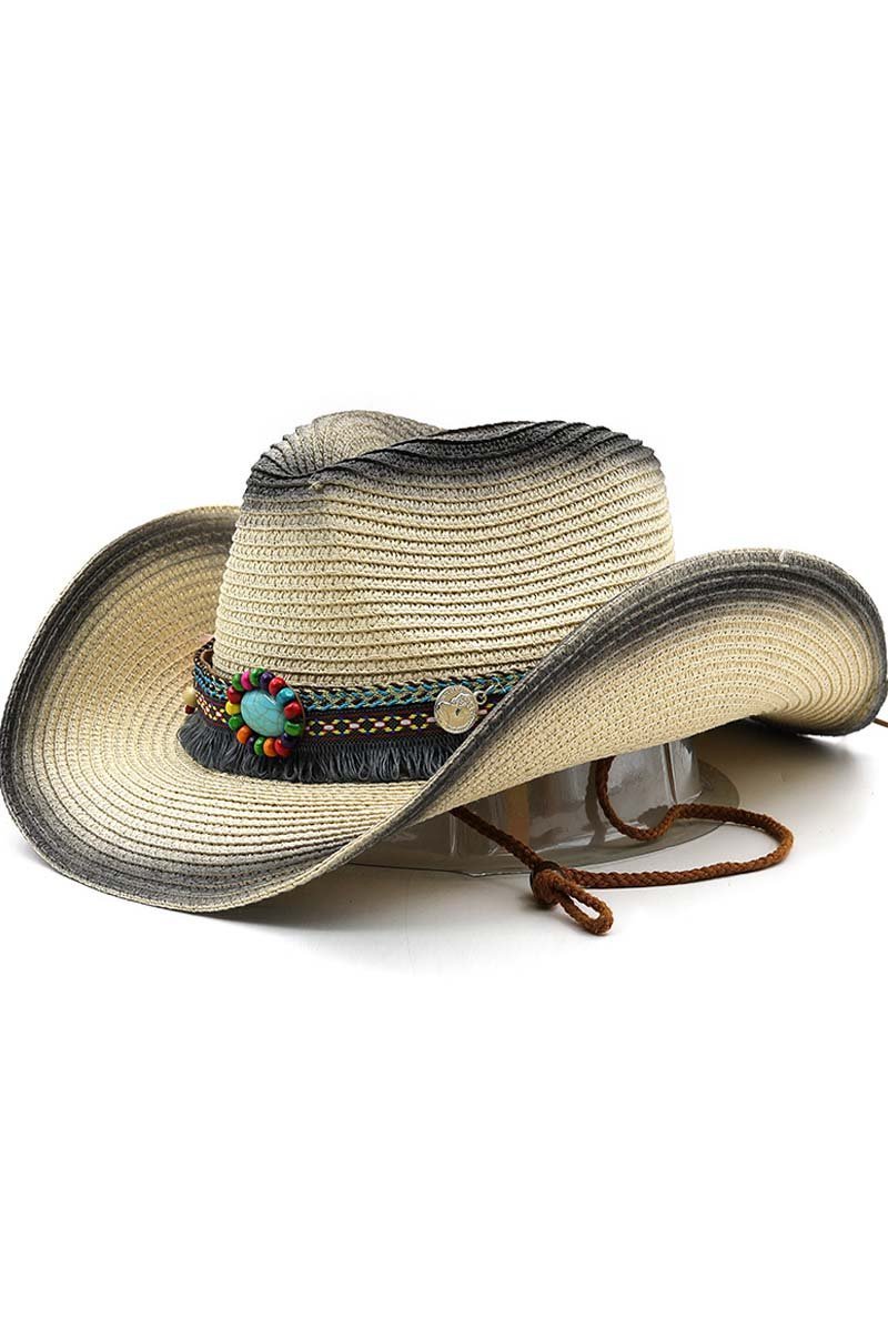 Boho Western Cowboy Straw Hat