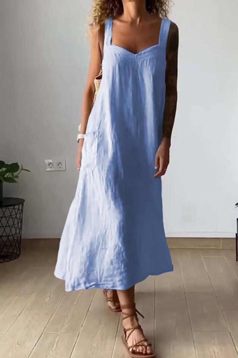 Casual loose cotton and linen dress