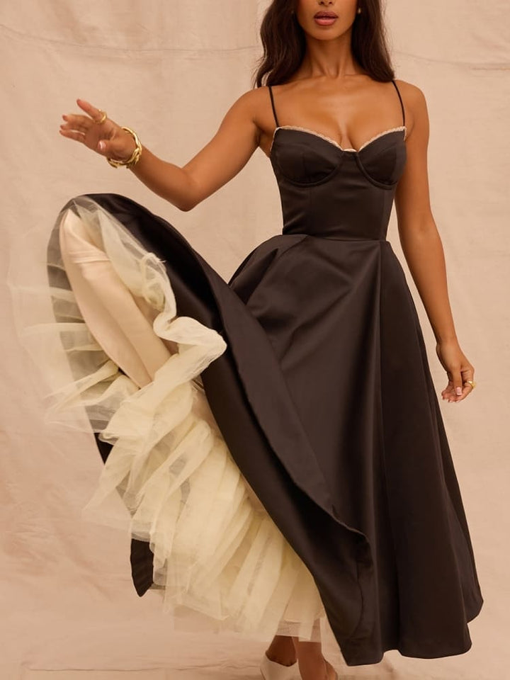 Black Tulle Midi Dress